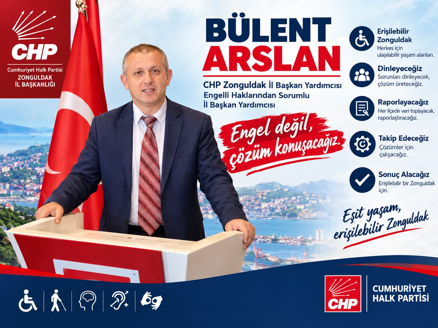Bülent Arslan ve erişilebilir Zonguldak mesajını içeren resmî görsel